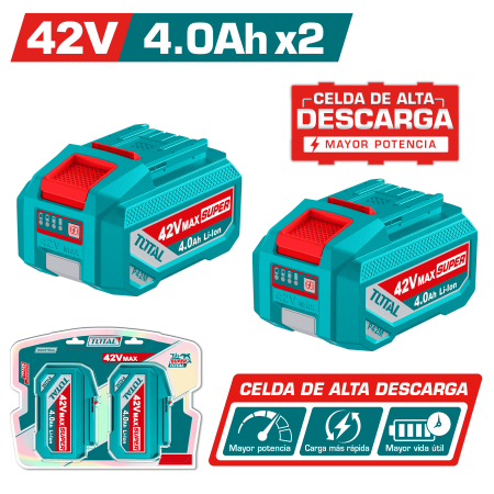 SET BATERIA LI-ION 42V 2X4.0AH TABLESS CELLS (TC)