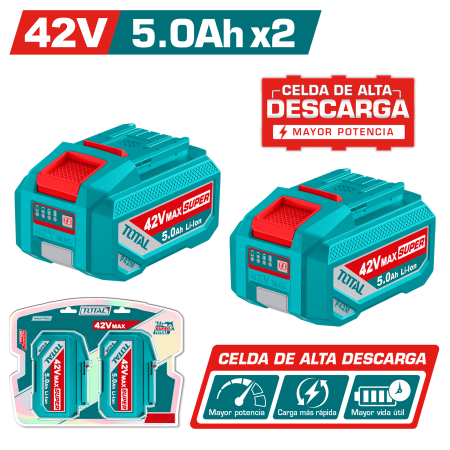 SET BATERIA LI-ION 42V 2X5.0AH TABLESS CELLS (TC)