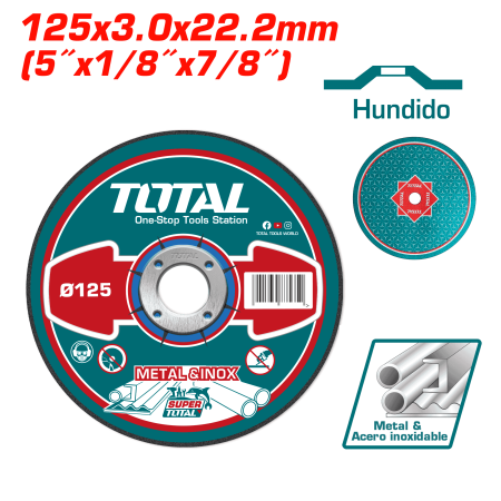DISCO ABRASIVO/CORTE P/METAL 125x3.0x22.2MM C:DEPR