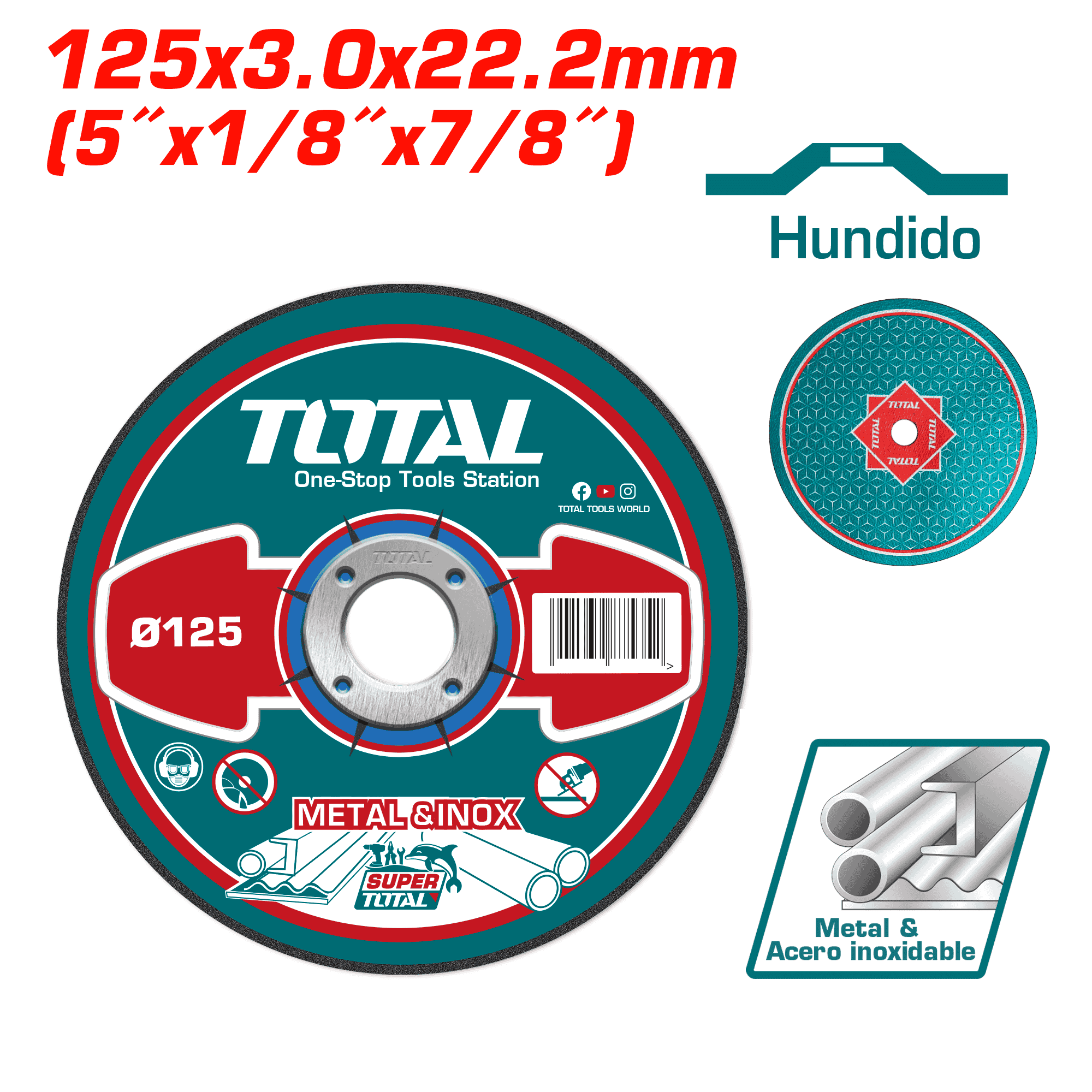 DISCO ABRASIVO/CORTE P/METAL 125x3.0x22.2MM C:DEPR