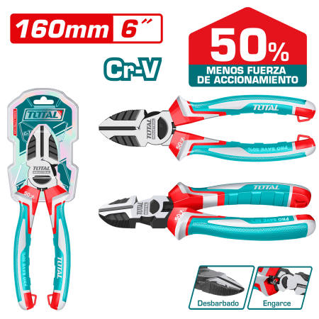 ALICATE DE FUERZA CORTE DIAGONAL 6''/160MM CR-V / TPR MEJ:50% INDUSTRIAL