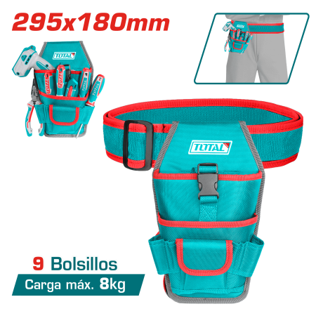 PORTA TALADRO CON CORREA 295X180MM 8 BOLSILLOS CAP:8KG M:1680D POLIESTER